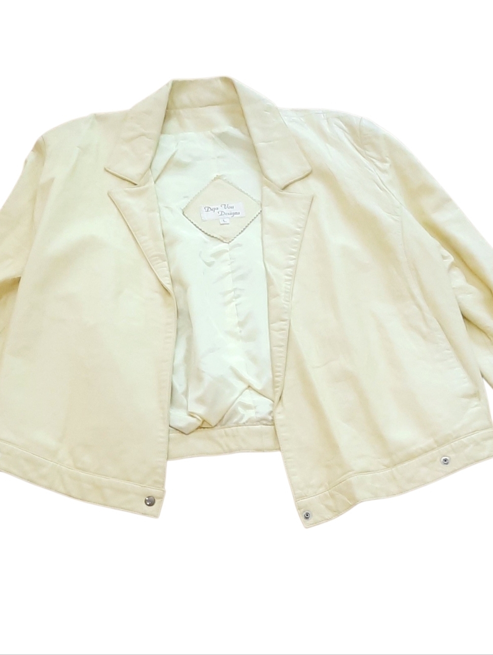 Deja Vu Designs Cream Leather Jacket Size Large